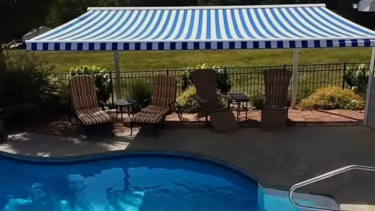 retractable awning over pool area