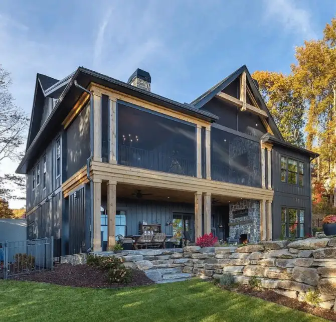 Home with screened in, second story deck
